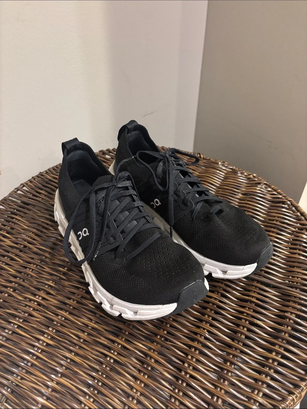 On Running Black Knit Men's Athletic Sneakers with White Sole - Picture 2 of 2